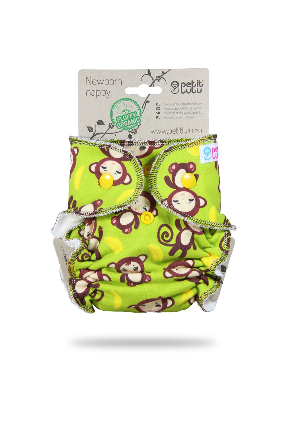 Petit Lulu Höschenwindel Fluffy Organic für Neugeborene - Monkey Business von Petit Lulu