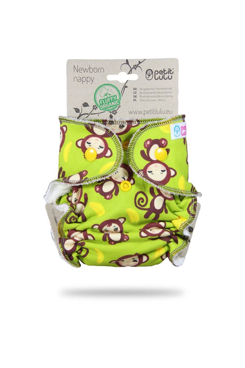 Petit Lulu Höschenwindel Fluffy Organic für Neugeborene - Monkey Business von Petit Lulu