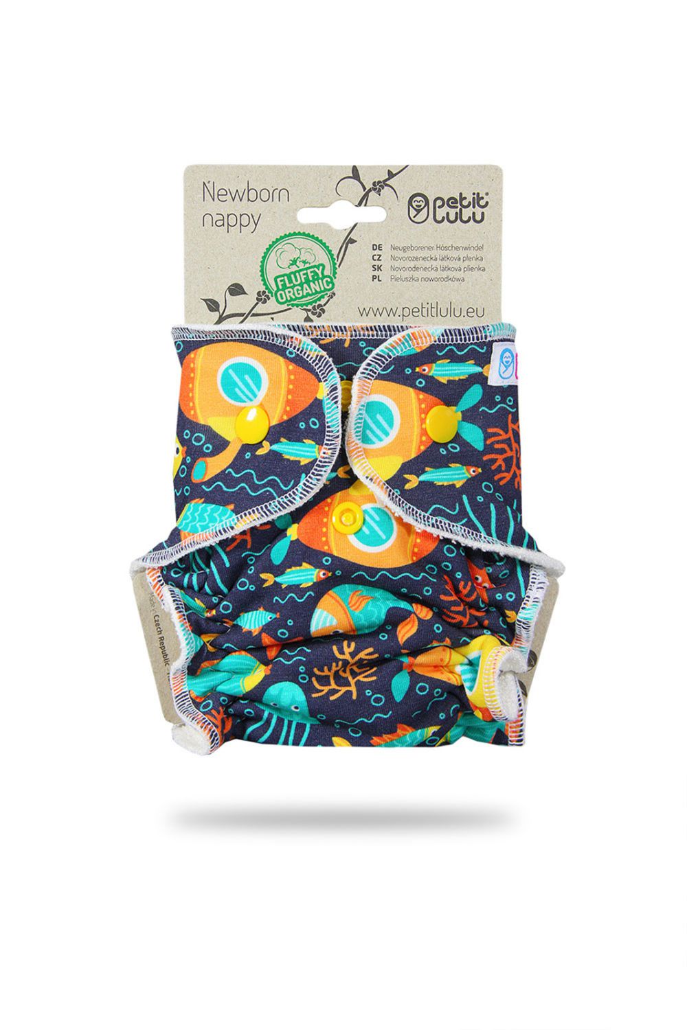 Petit Lulu Höschenwindel Fluffy Organic für Neugeborene - Yellow Submarine Petit Lulu Höschenwindel Fluffy Organic für Neugeborene - Yellow Submarine von Petit Lulu