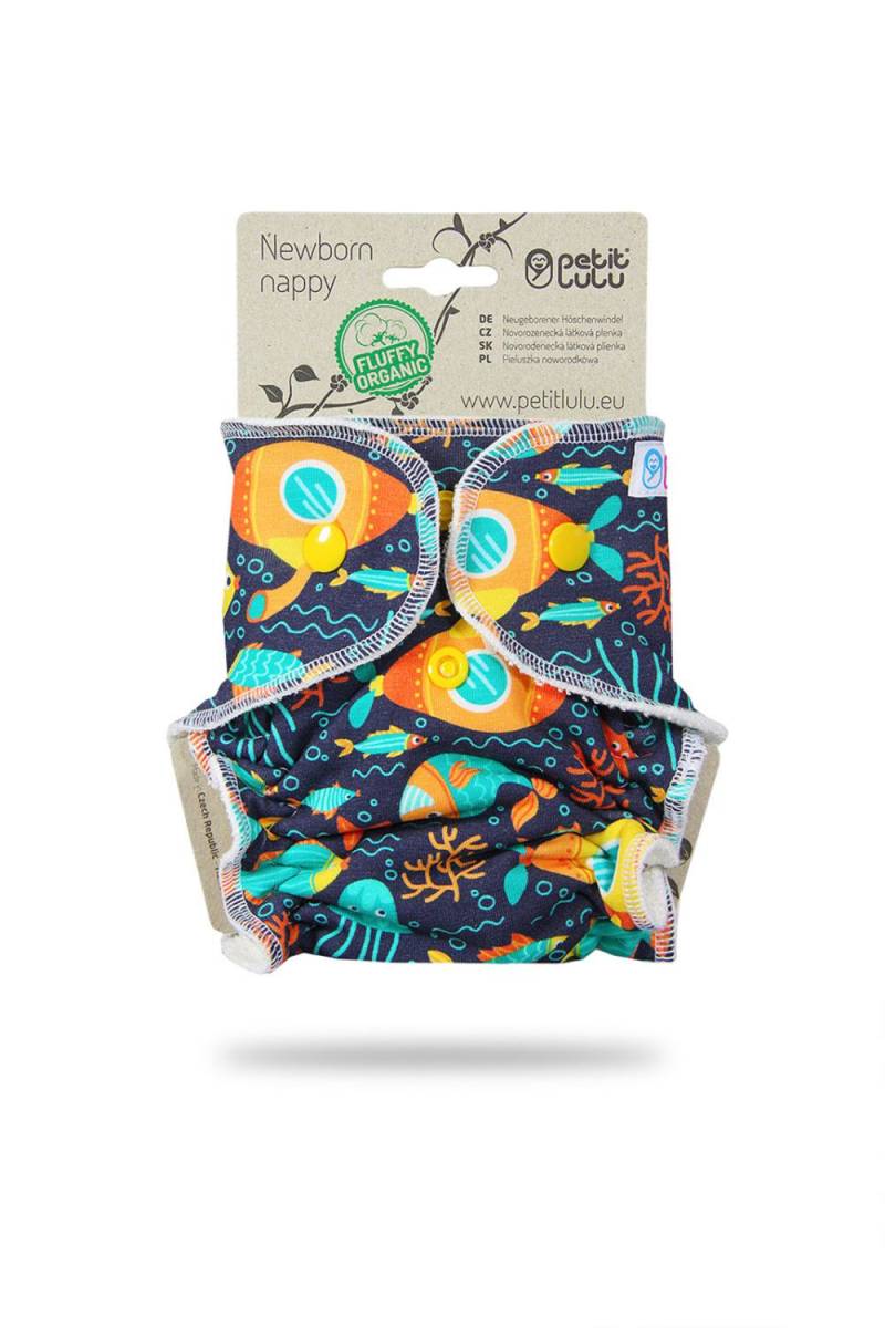 Petit Lulu Höschenwindel Fluffy Organic für Neugeborene - Yellow Submarine Petit Lulu Höschenwindel Fluffy Organic für Neugeborene - Yellow Submarine von Petit Lulu