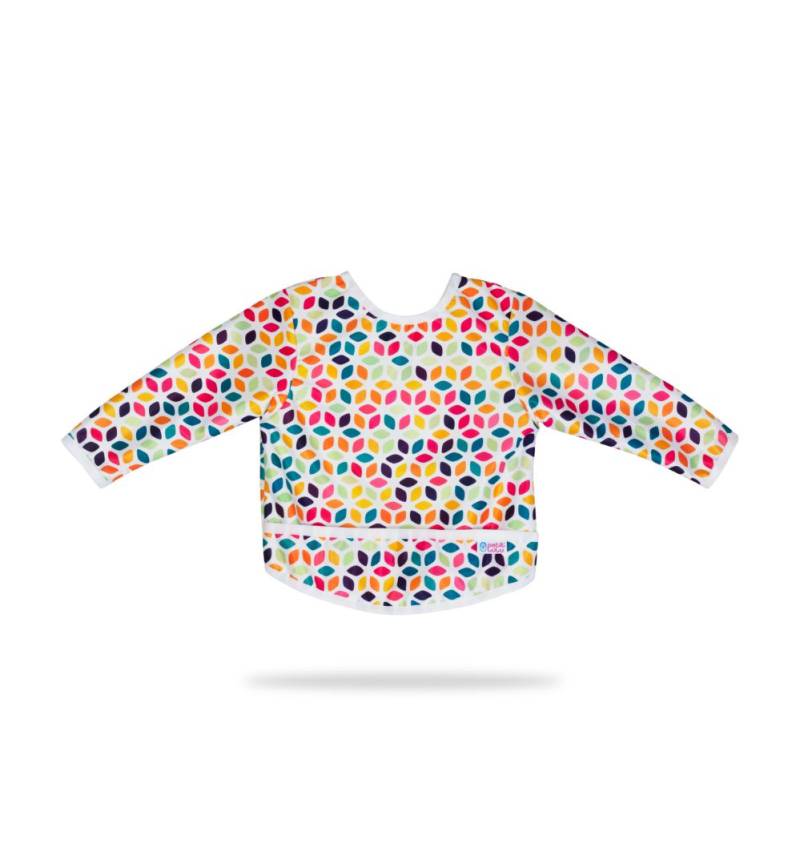 Petit Lulu Lätzchen mit Ärmeln - L (18 - 36 Monate) Floral Cubes von Petit Lulu