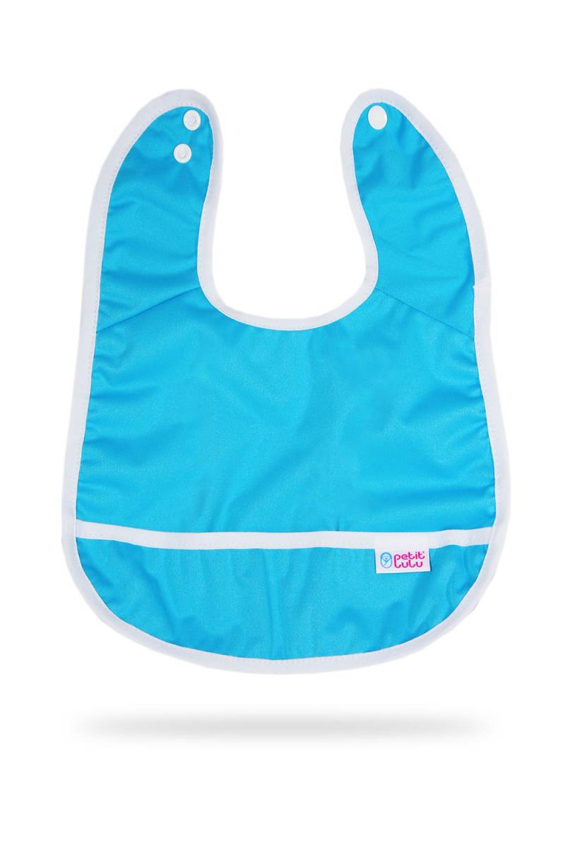 Petit Lulu Lätzchen mit Auffangtasche - Blau von Petit Lulu