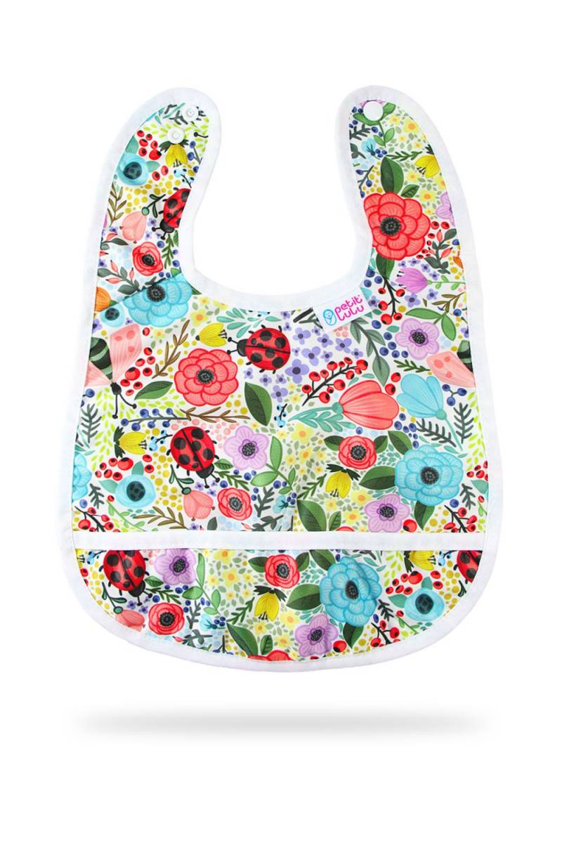 Petit Lulu Lätzchen mit Auffangtasche - Blooming Garden von Petit Lulu