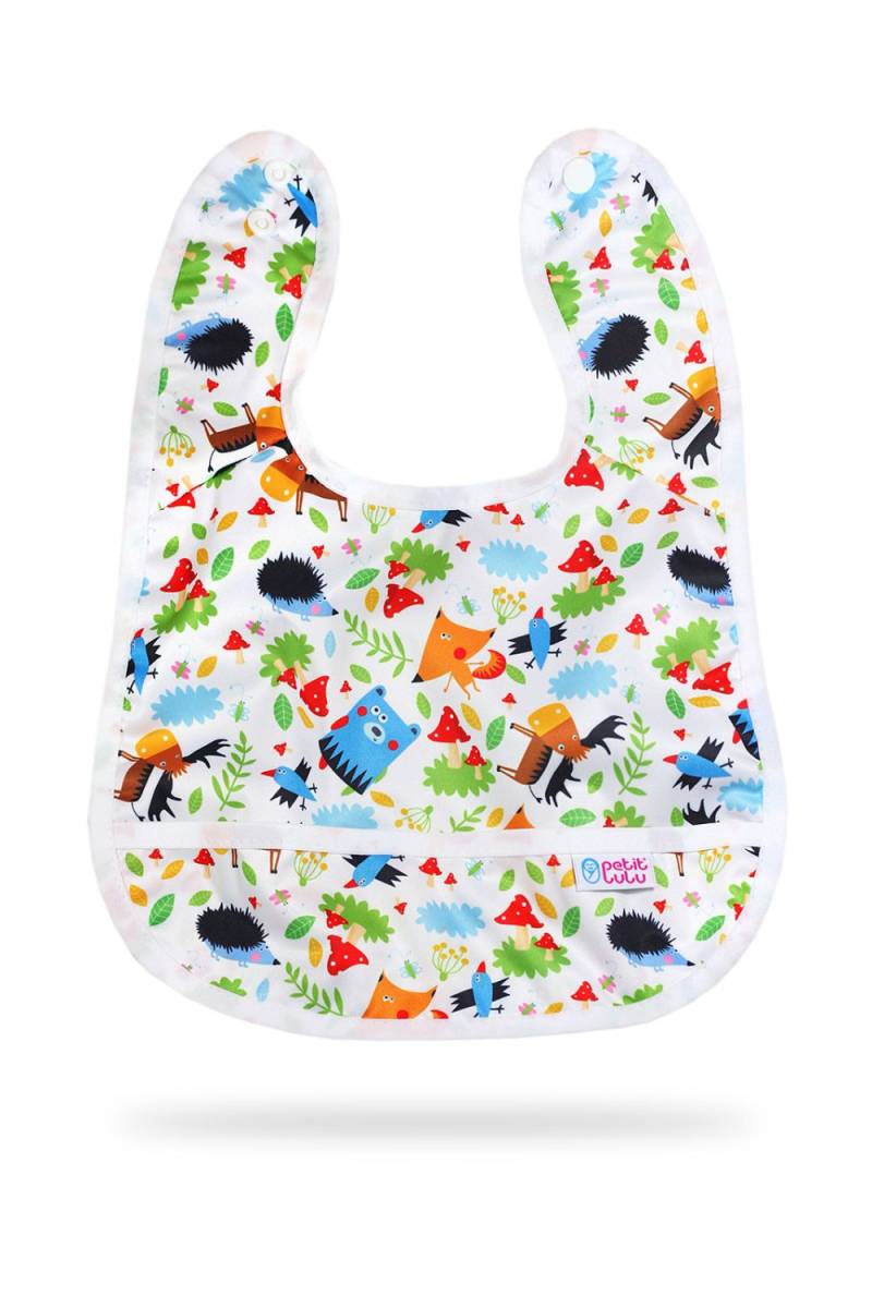 Petit Lulu Lätzchen mit Auffangtasche - Crazy Animals von Petit Lulu