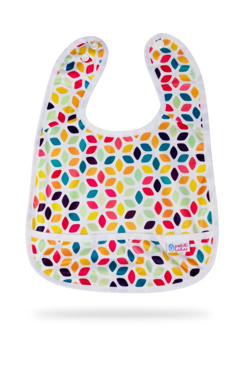 Petit Lulu Lätzchen mit Auffangtasche - Floral Cubes von Petit Lulu