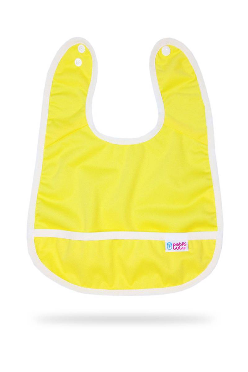 Petit Lulu Lätzchen mit Auffangtasche - Gelb von Petit Lulu