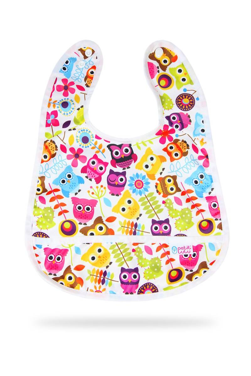 Petit Lulu Lätzchen mit Auffangtasche - Happy Owls von Petit Lulu