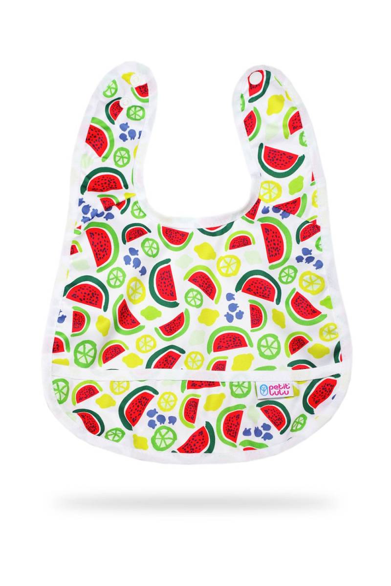 Petit Lulu Lätzchen mit Auffangtasche - Melons von Petit Lulu