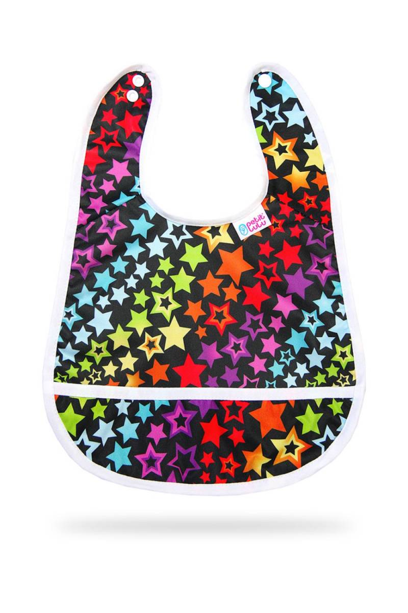 Petit Lulu Lätzchen mit Auffangtasche - Rainbow Stars von Petit Lulu