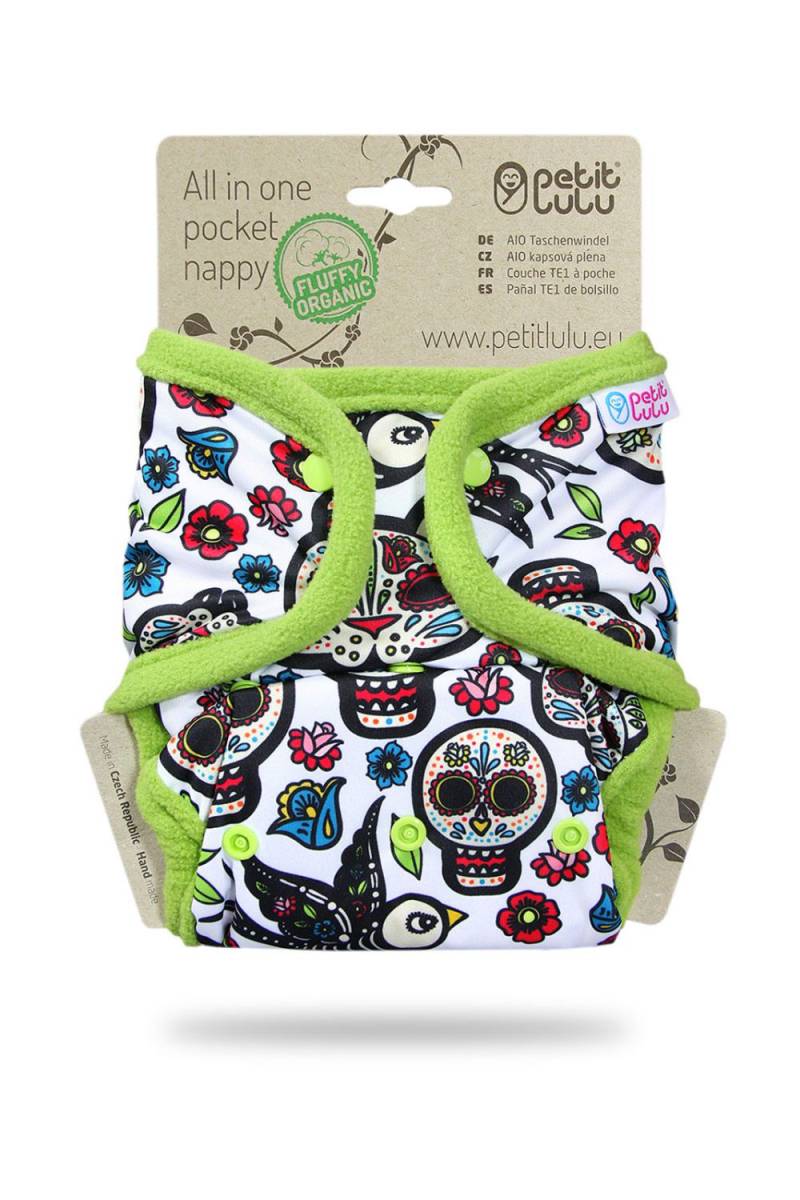 Petit Lulu One Size Pocket (Druck) - Mexican Skulls (on white) von Petit Lulu