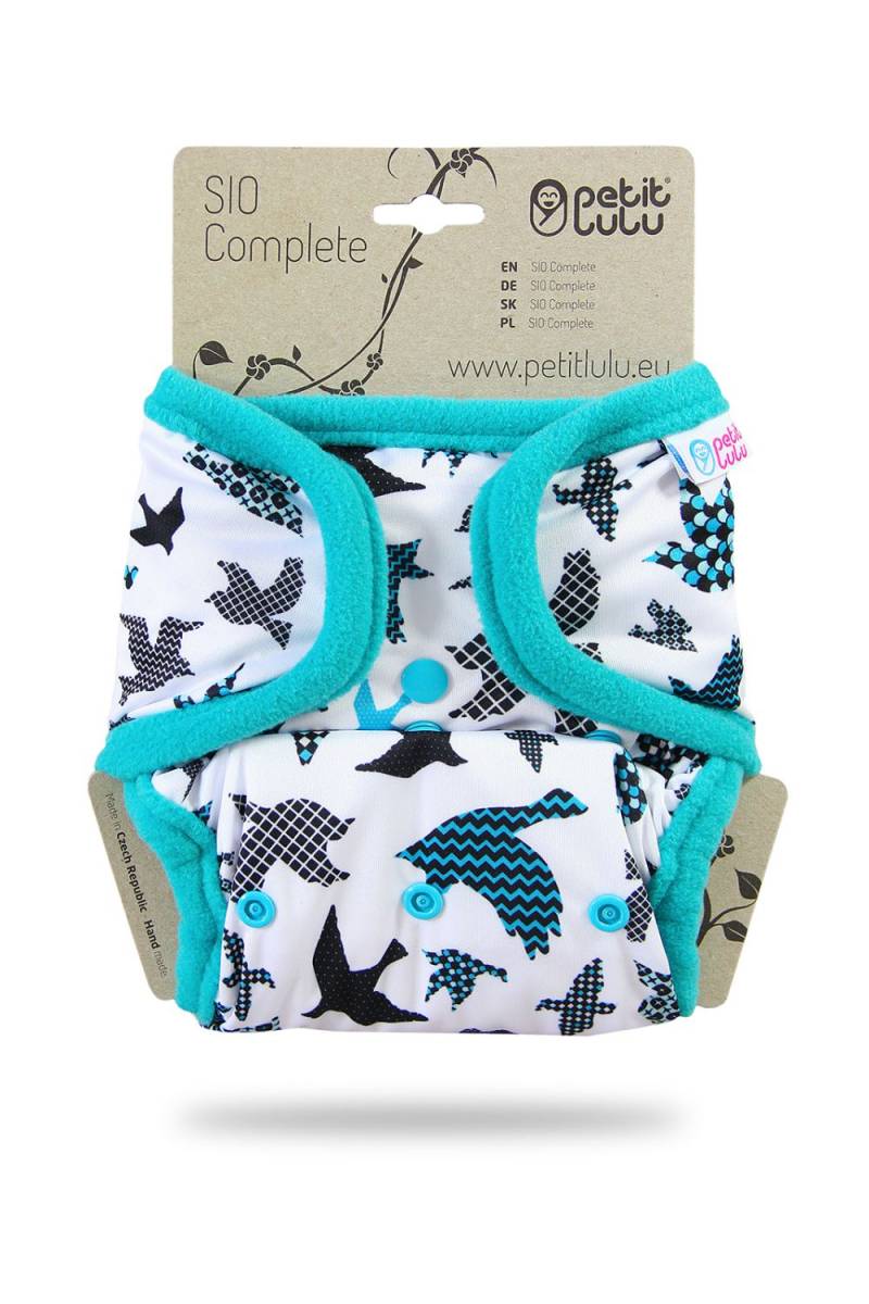 Petit Lulu One Size SIO mit Einlagen (Druck) - Turquoise Birds von Petit Lulu