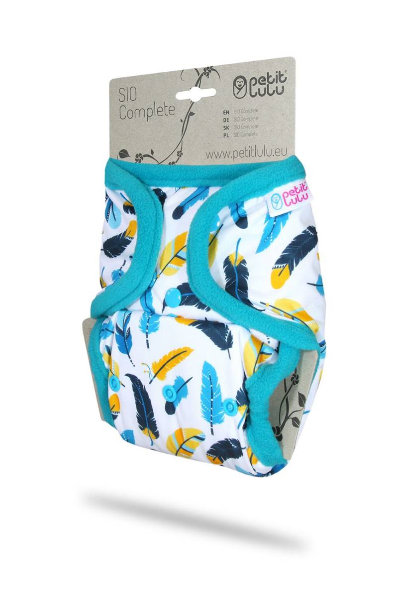 Petit Lulu One Size SIO mit Einlagen (Druck) - Turquoise Feathers von Petit Lulu