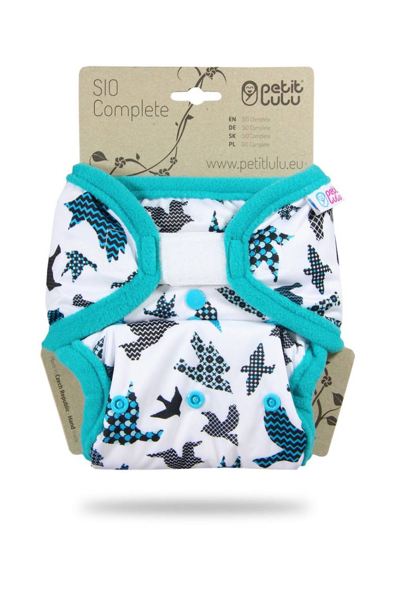 Petit Lulu One Size SIO mit Einlagen (Klett) - Turquoise Birds von Petit Lulu