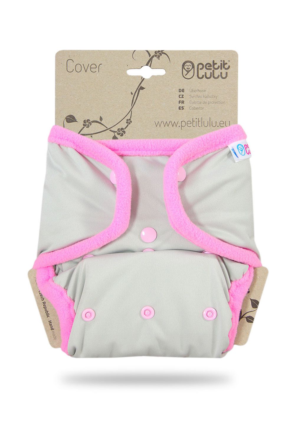 Petit Lulu One Size Überhose (Druck) - Grau mit Pink von Petit Lulu