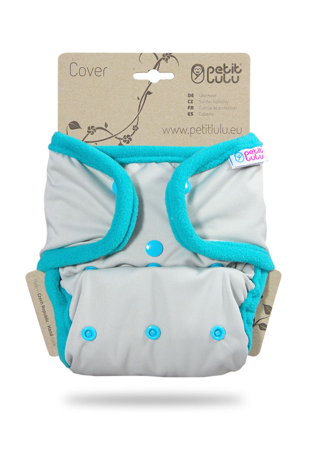 Petit Lulu One Size Überhose (Druck) - Grau mit Türkis von Petit Lulu