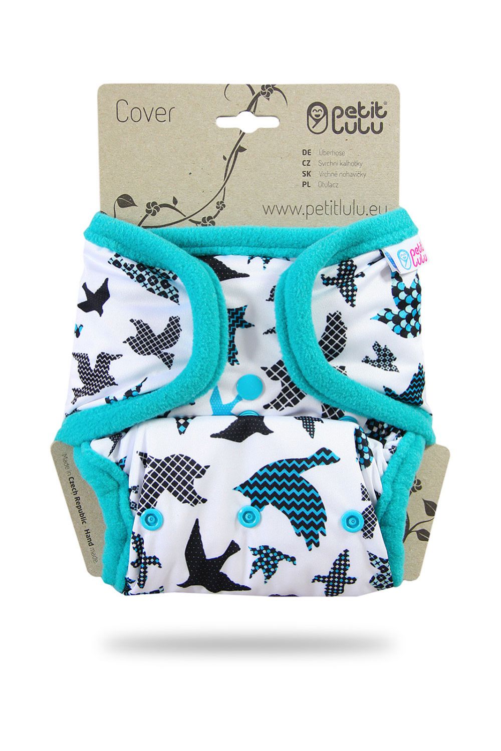 Petit Lulu One Size Überhose (Druck) - Turquoise Birds von Petit Lulu