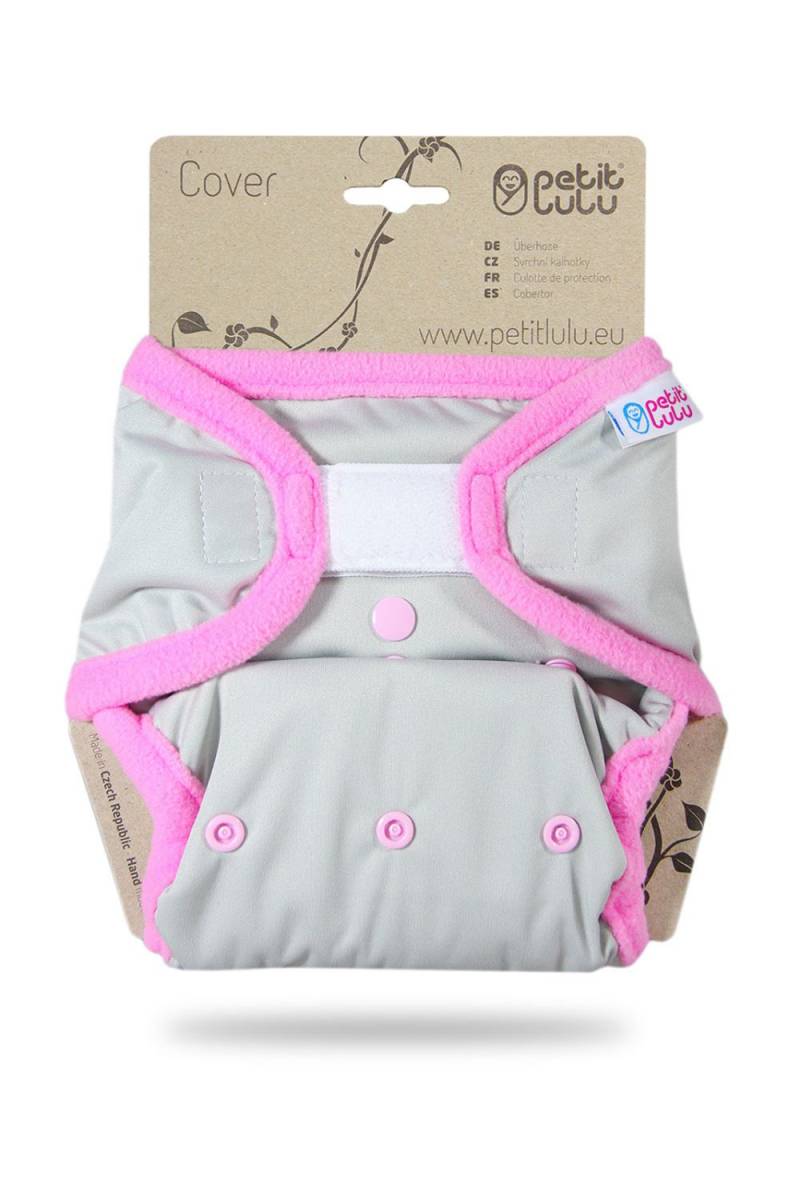 Petit Lulu One Size Überhose (Klett) - Grau mit Pink von Petit Lulu