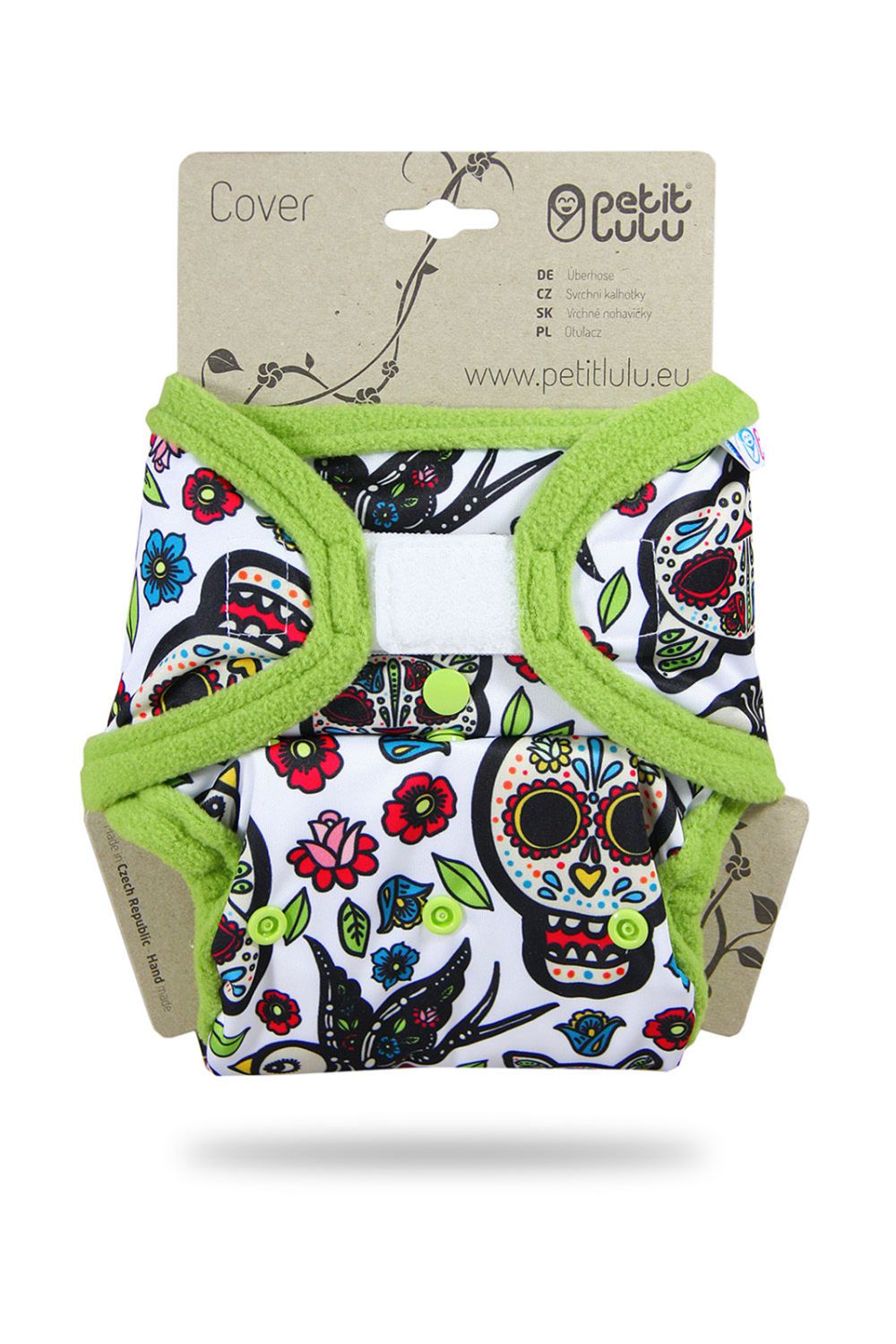 Petit Lulu One Size Überhose (Klett) - Mexican Skulls (on white) von Petit Lulu