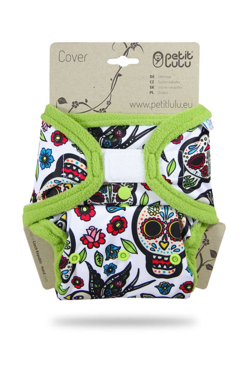 Petit Lulu One Size Überhose (Klett) - Mexican Skulls (on white) von Petit Lulu