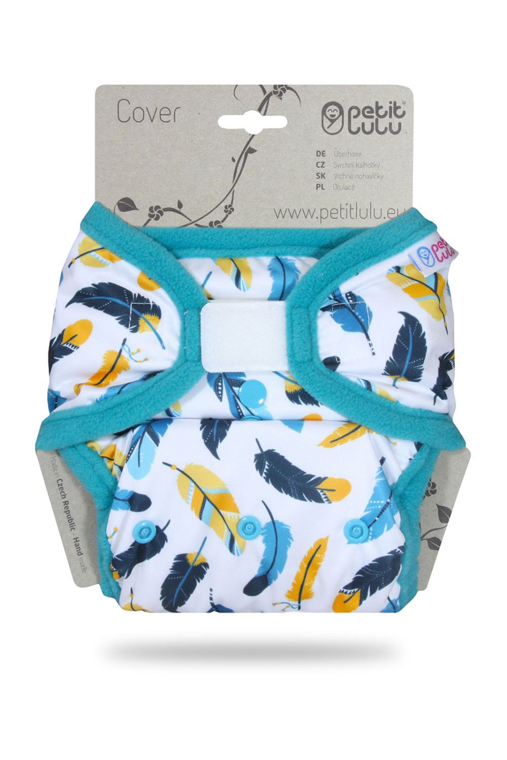 Petit Lulu One Size Überhose (Klett) - Turquoise Feathers von Petit Lulu