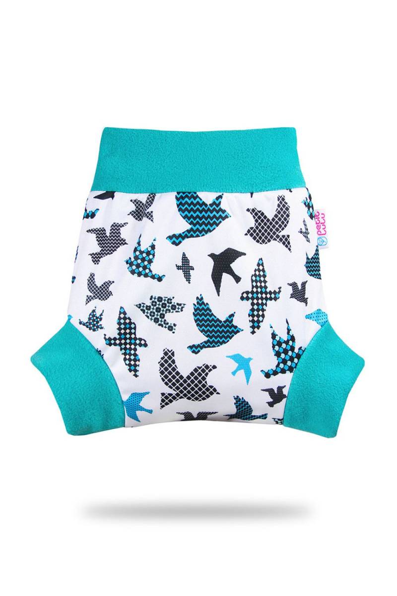 Petit Lulu Schlupfüberhose - Turquoise Birds M (6 - 10 kg) von Petit Lulu