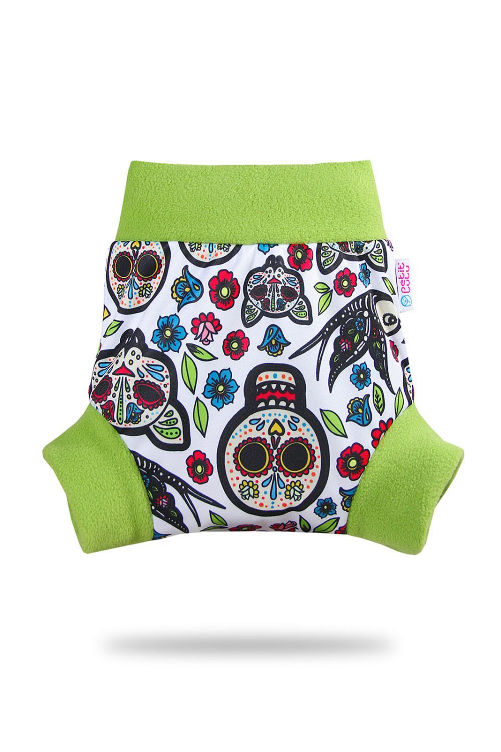 Petit Lulu Schlupfüberhose - S (4 - 7 kg) Mexican Skulls (on white) von Petit Lulu