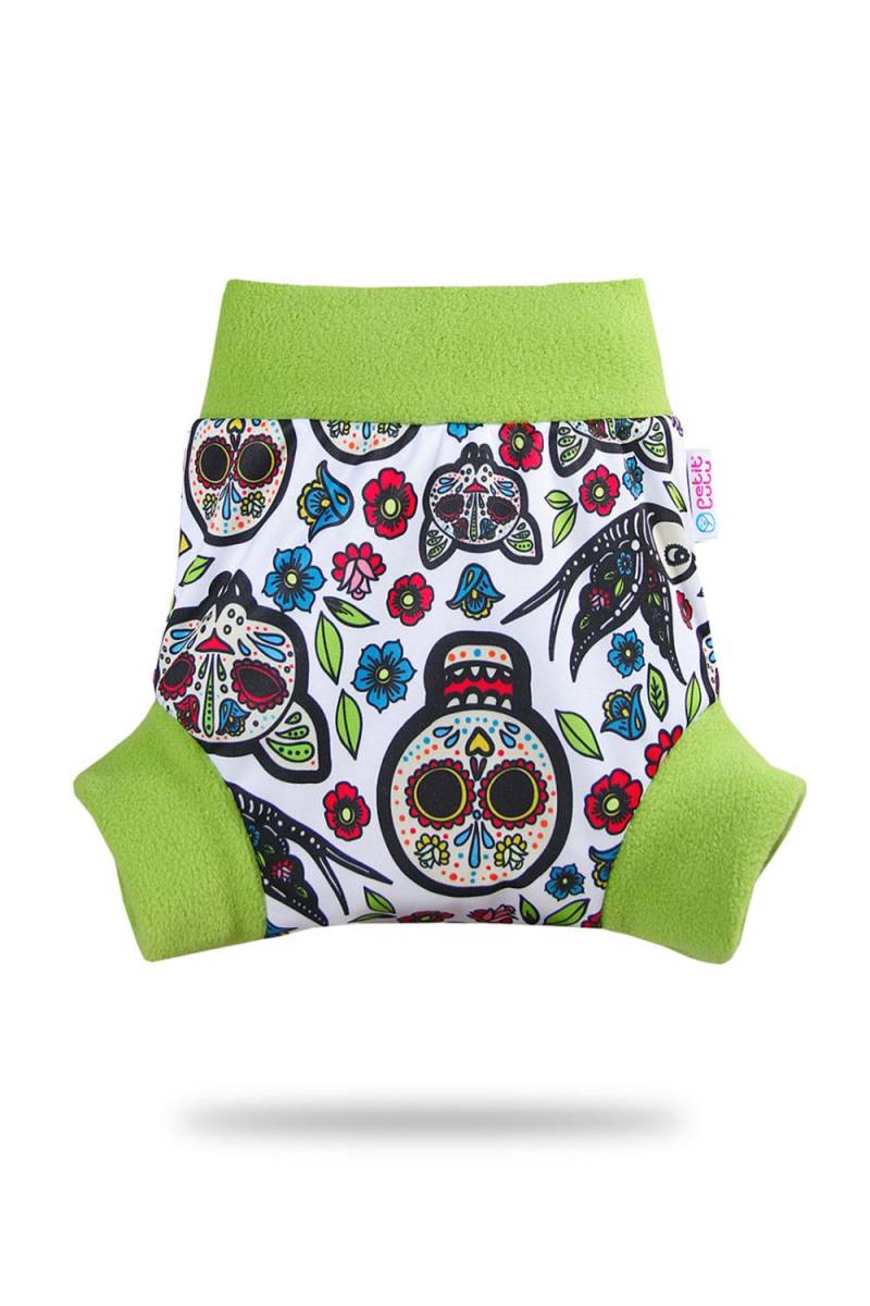 Petit Lulu Schlupfüberhose - Mexican Skulls (on white) S (4 - 7 kg) von Petit Lulu
