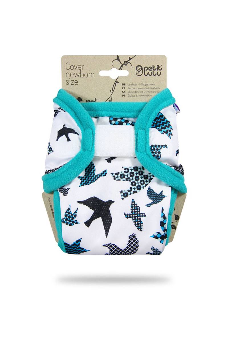 Petit Lulu Überhose für Neugeborene (Klett) - Turquoise Birds von Petit Lulu