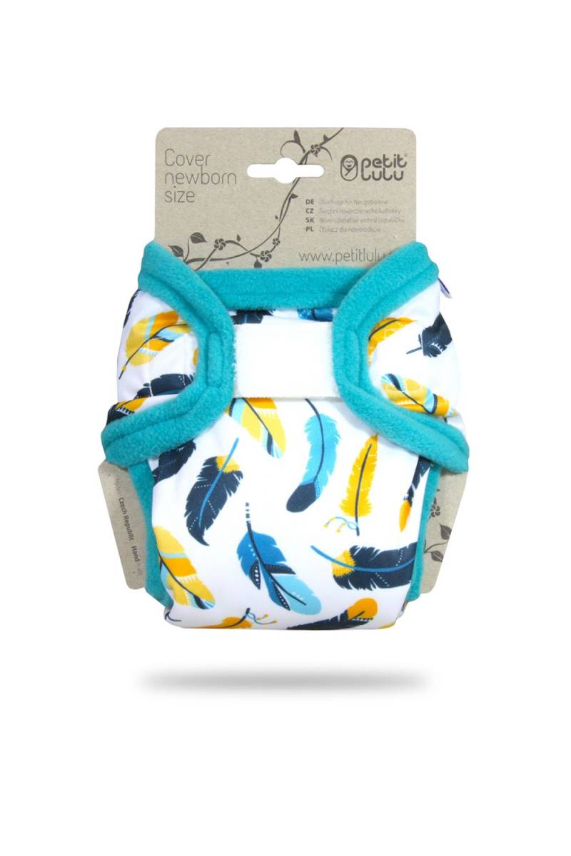 Petit Lulu Überhose für Neugeborene (Klett) - Turquoise Feathers von Petit Lulu