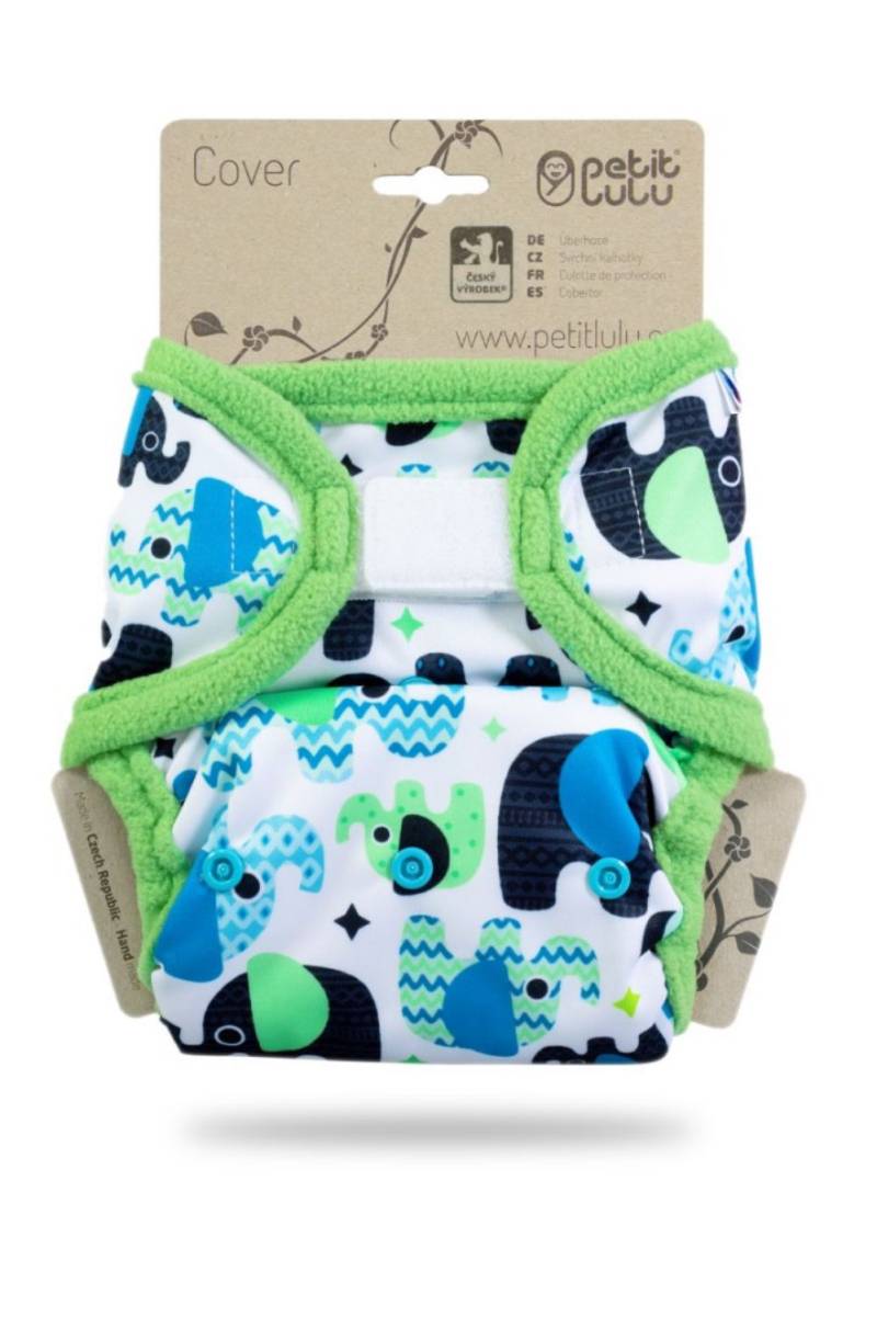 Petit Lulu Überhose mit Laschen One Size (Klett) - Baby Elephant (blue) von Petit Lulu
