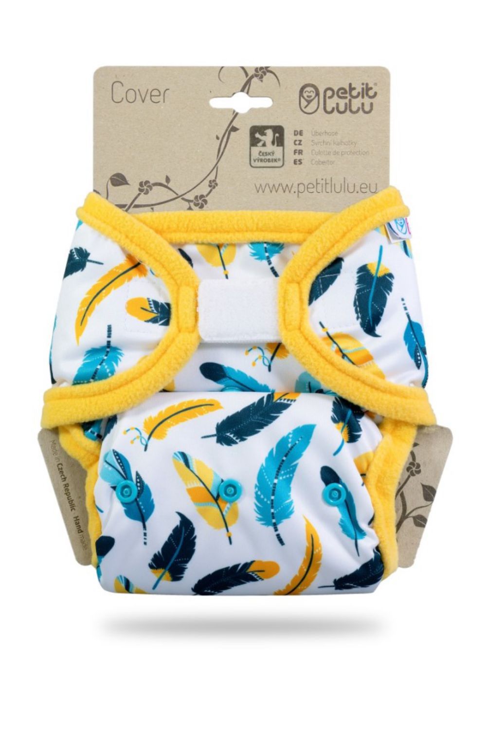 Petit Lulu Überhose mit Laschen One Size (Klett) - Turquoise Feathers von Petit Lulu