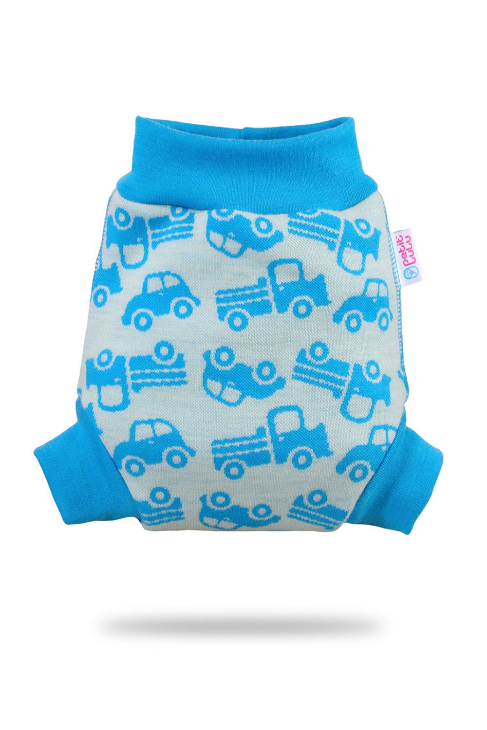 Petit Lulu Wollüberhose - Cars (türkis) S (6 - 10 kg) von Petit Lulu