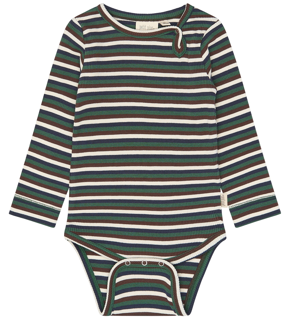 Petit Piao Body l/ä - PPSong - Trekking Green Mehrstreifig - Petit Piao - 2 Jahre (92) - Body L/Ä von Petit Piao