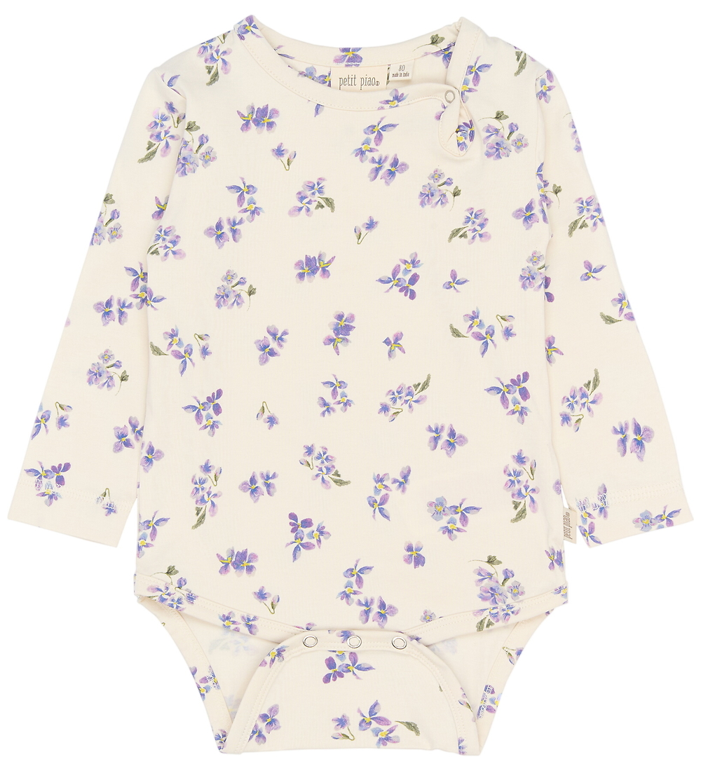Petit Piao Body l/ä - PpStar - Eierlikör Viola AOP - Petit Piao - 1½ Jahre (86) - Body L/Ä von Petit Piao