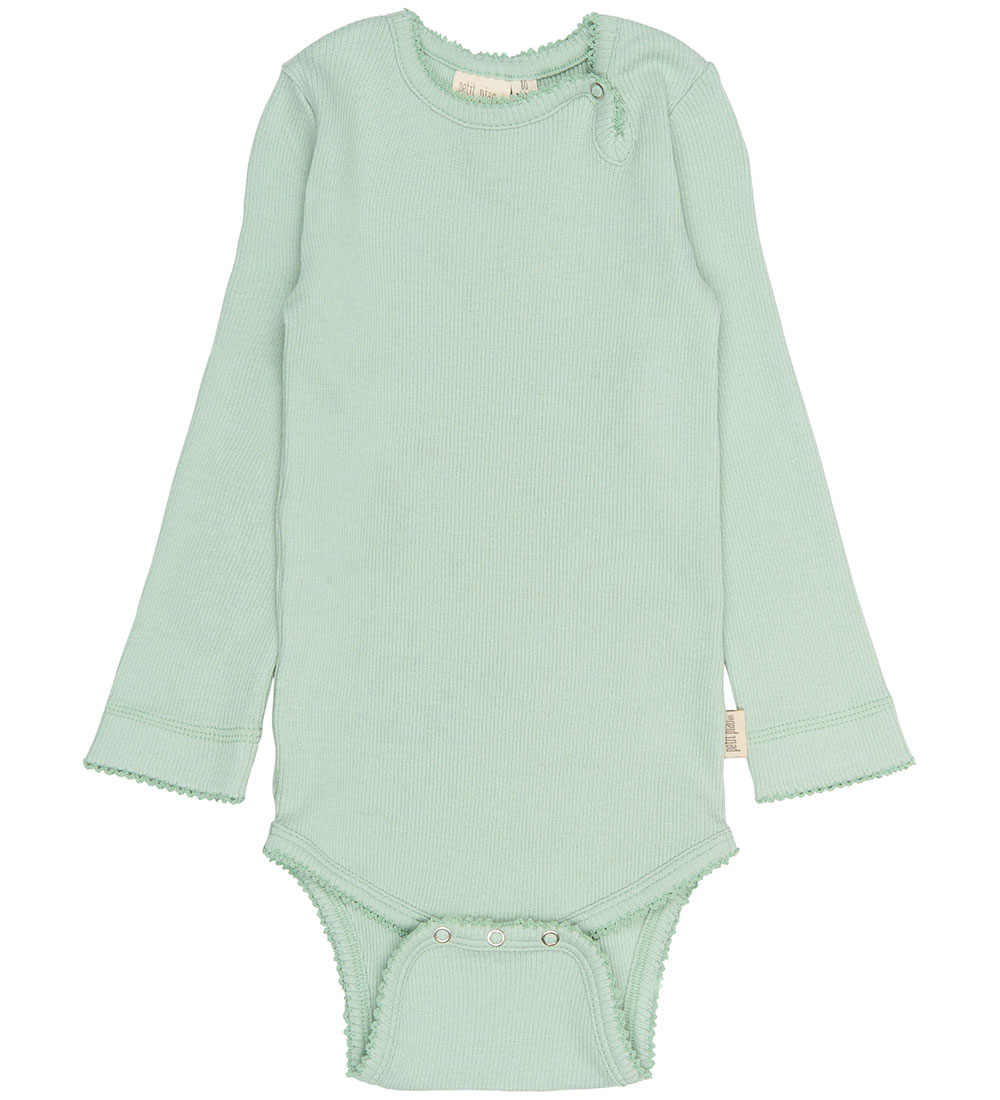 Petit Piao Body l/ä - Rib - Modal/Baumwolle - PpSea - Frosty Gre - Petit Piao - 1 Jahr (80) - Body L/Ä von Petit Piao
