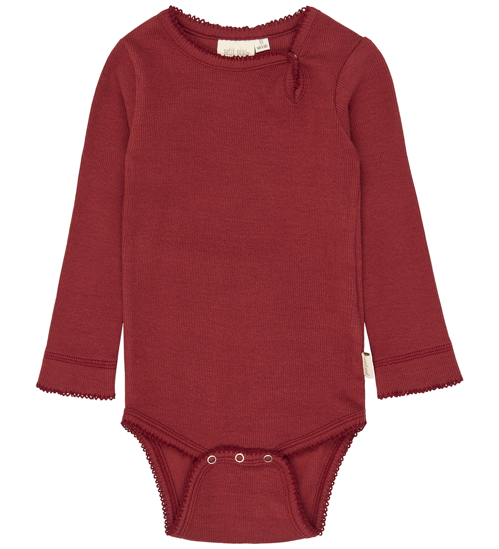 Petit Piao Body l/ä - Rib - Baumwolle/Modal - PpSea - Syrah - Petit Piao - 74 - Body L/Ä von Petit Piao
