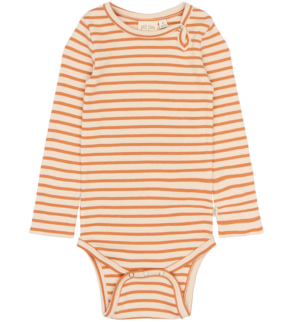 Petit Piao Body l/ä - Rib - PpSky - Coral Gold - Petit Piao - 2 Jahre (92) - Body L/Ä von Petit Piao