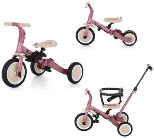 Petite&Mars Multifunktionales 5-in-1-Dreirad Turbo * Fahrrad * Dreirad * Laufrad * Rutschauto * Lauflernfahrzeug (Dusty Rose) von Petite&Mars
