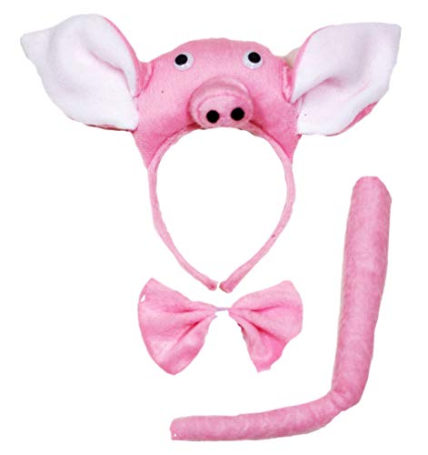 Kostüm, 3-teilig, Motiv rosarotes Ferkel, mit Stirnband, Schleife und Schwanz, für Kinder-Geburtstag oder Party Gr. One size, rose Kostüm, 3-teilig, Motiv rosarotes Ferkel, mit Stirnband, Schleife und Schwanz, für Kinder-Geburtstag oder Party Gr. One size, rose von Petitebelle