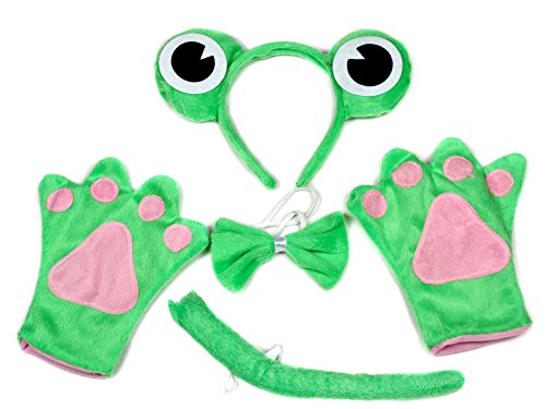 Petitebelle Frosch Stirnband Fliege Schwanz Handschuhe 4-teilig Kinder Kostüm (Grün, Einheitsgröße) Petitebelle Frosch Stirnband Fliege Schwanz Handschuhe 4-teilig Kinder Kostüm (Grün, Einheitsgröße) von Petitebelle