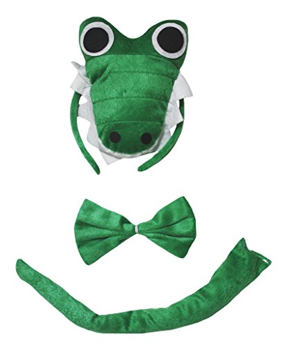 Petitebelle 3D Crocodile Alligator Stirnband Bowtie Schwanz-Kind-Kostüm Einheitsgröße Grün von Petitebelle