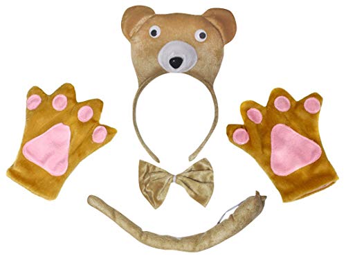 Petitebelle Bären-Stirnband, Fliege, Schwanz, Handschuhe, 4-teiliges Erwachsenenkostüm (süßer Bär, Einheitsgröße) von Petitebelle