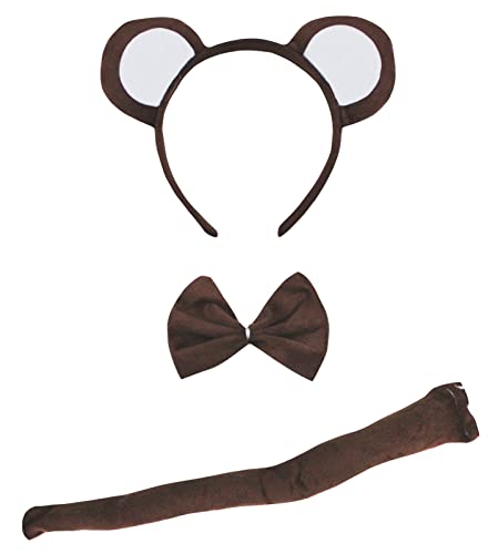 Petitebelle Brown Monkey Headband Bowtie Tail 3pc Costume for Children (Braun) von Petitebelle