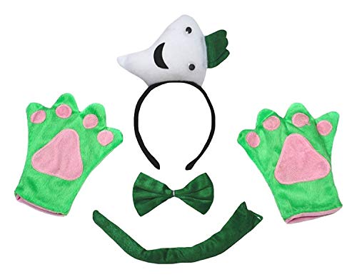 Petitebelle Cutie Weißer Rettich Stirnband Handschuhe Kinder 4-teiliges Kostüm 1-10 Jahre (Weiß, 5-10 Jahre) von Petitebelle