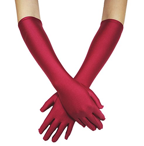 Petitebelle Einfarbige Handschuhe für Mädchen, lang, Größe M, Weinrot von Petitebelle