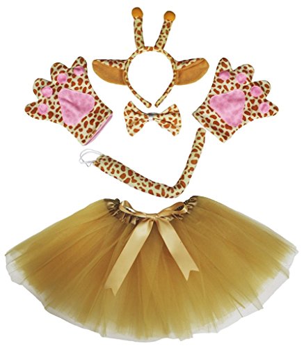 Petitebelle Giraffe Stirnband Fliege Schwanz Handschuhe Braun Tutu 5 Stück Kostüm für Damen (Braun) Petitebelle Giraffe Stirnband Fliege Schwanz Handschuhe Braun Tutu 5 Stück Kostüm für Damen (Braun) von Petitebelle