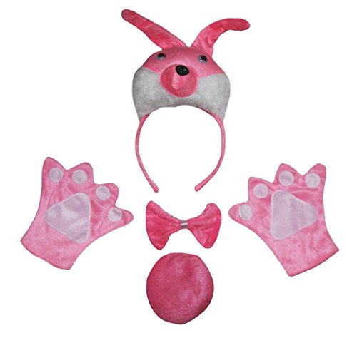 Petitebelle Hasen-Stirnband, Fliege, Schwanz, Handschuhe, 4-teiliges Erwachsenenkostüm (Cutie Bunny, Einheitsgröße) von Petitebelle