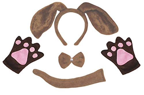 Petitebelle Hund Stirnband Bowtie Schwanz Handschuhe Kinder 4pc Kostüm Einheitsgröße Brauner Hund von Petitebelle