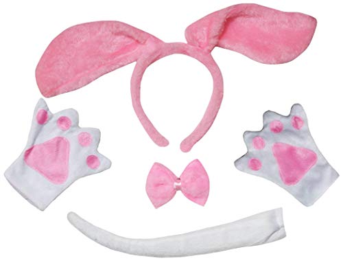 Petitebelle Hundekostüm mit langen Ohren, Fliege, Schwanz, Handschuhe, 4-teilig, 1–10 Jahre (Rosa, 5–10 Jahre) von Petitebelle