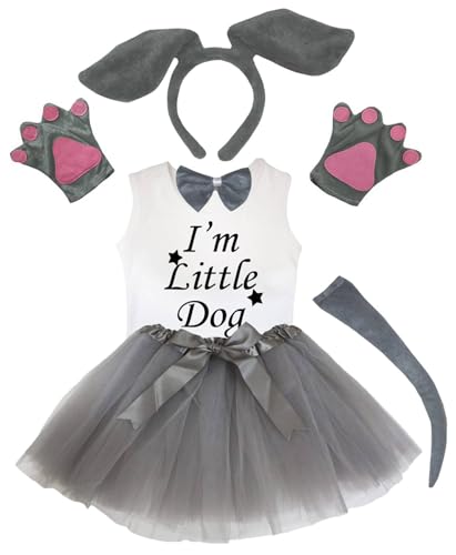 Petitebelle I'm Little Dog-Kostüm mit Haarreif, Tutu, 6-teilig, 1–8 Jahre (Grau, 4–5 Jahre) von Petitebelle